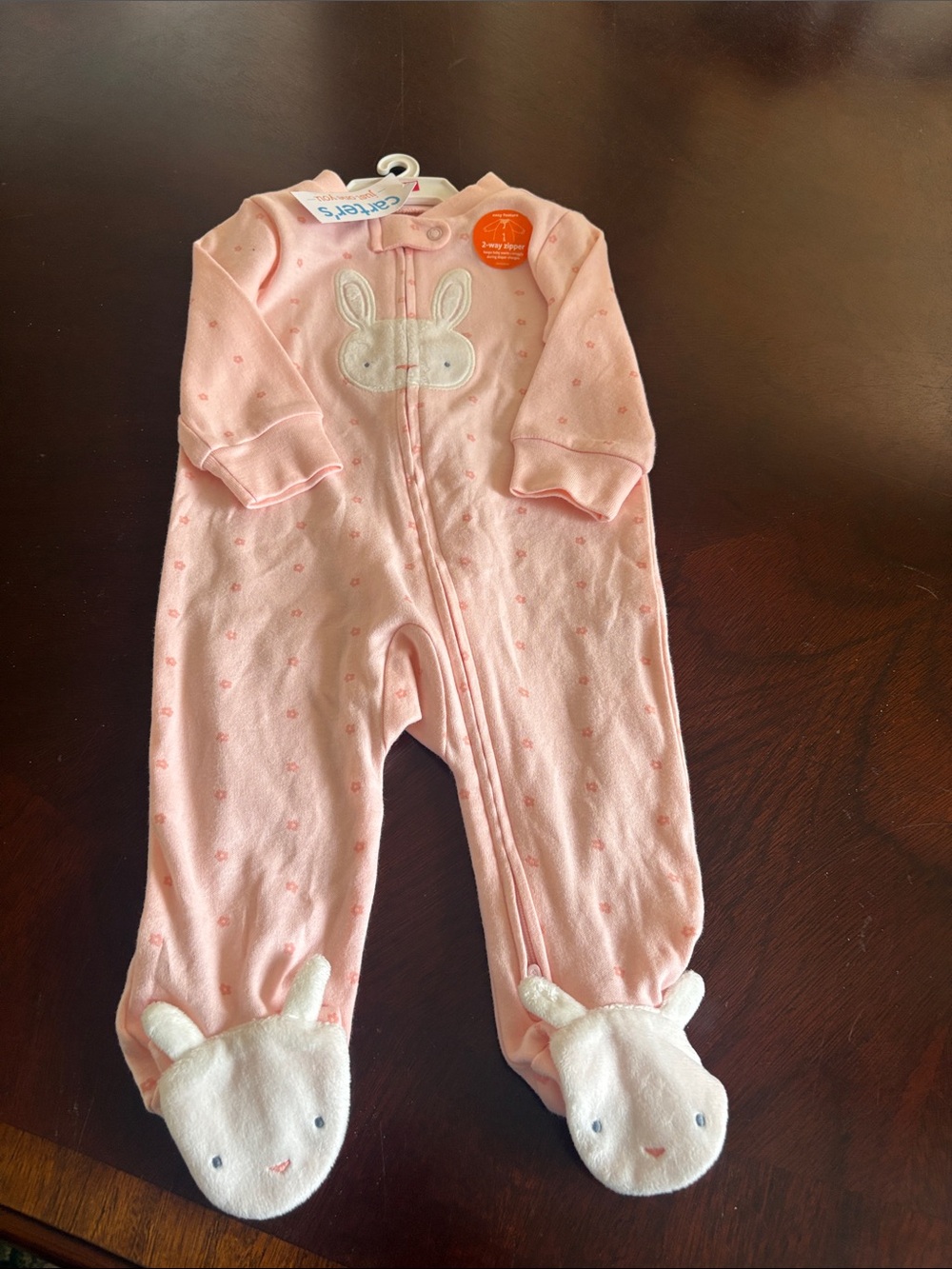 NWT Carter's Light Pink Bunny Footed One-Piece 6months